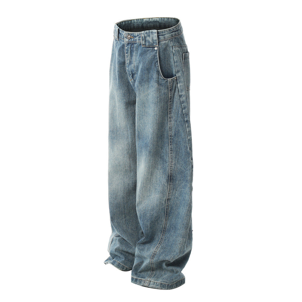 Asymmetrical Waist Denim Pants Relaxed Fit |Low MOQ