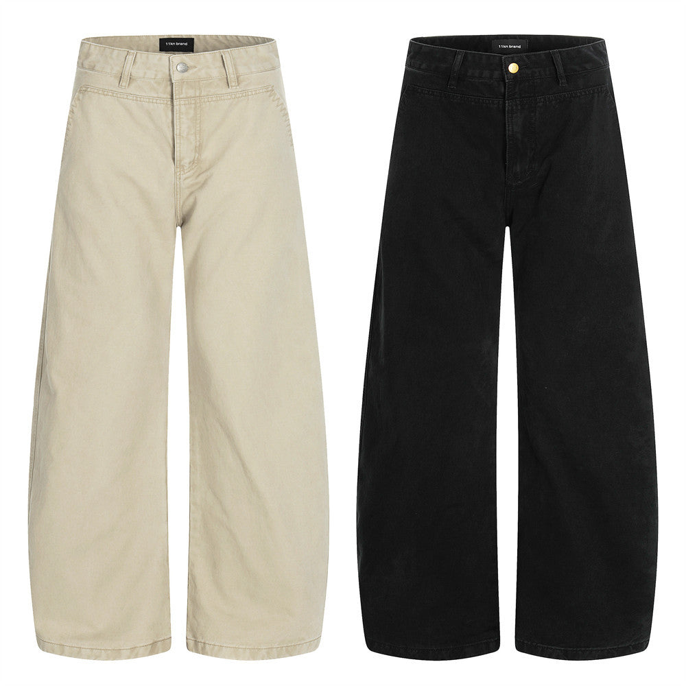 Relaxed Fit Wide-Leg Canvas Pants |Low MOQ