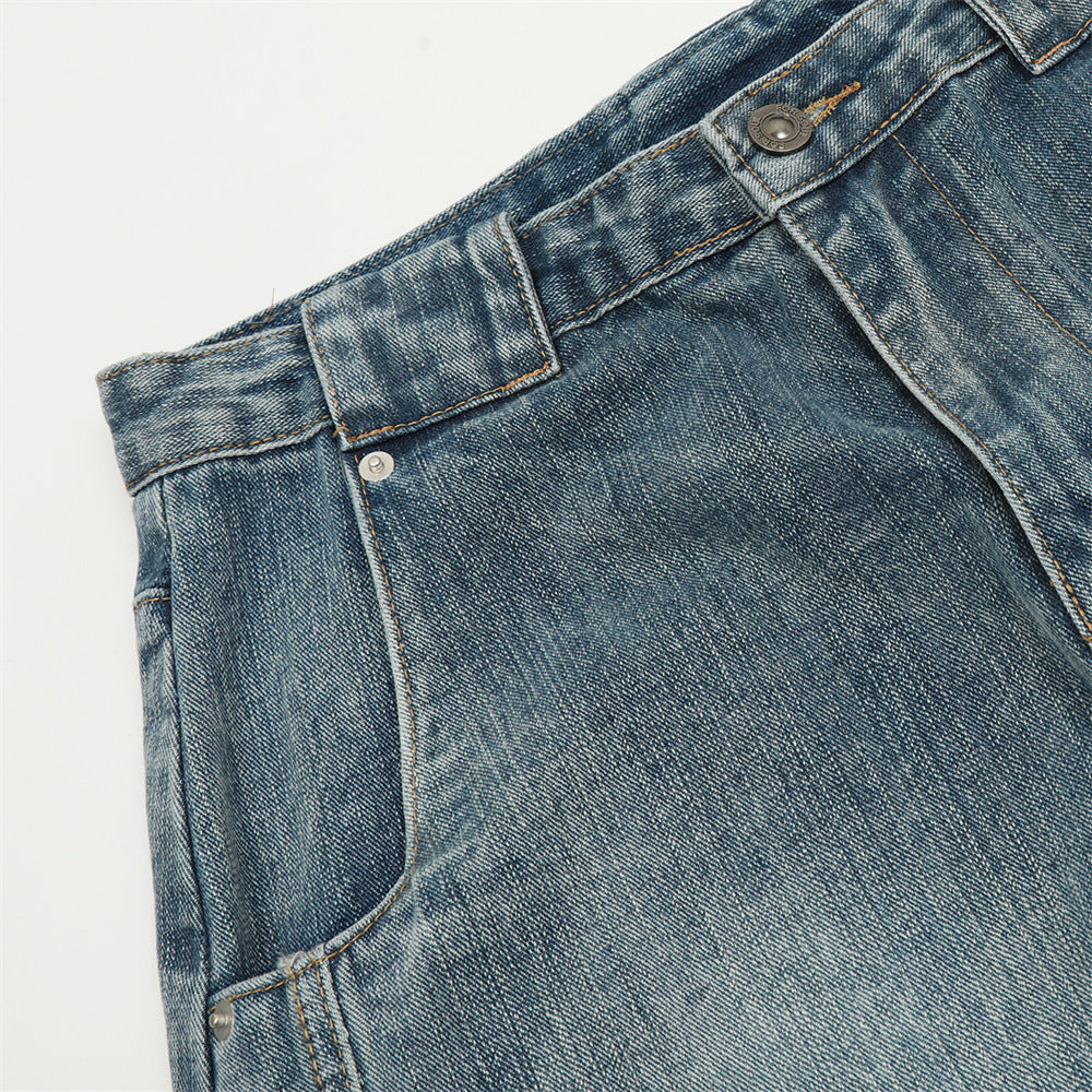 Asymmetrical Waist Denim Pants Relaxed Fit |Low MOQ