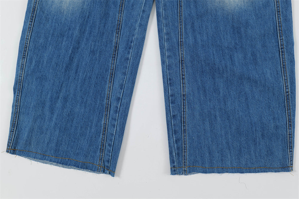 Heavy Paint Splatter Wide-Leg Jeans | Low MOQ