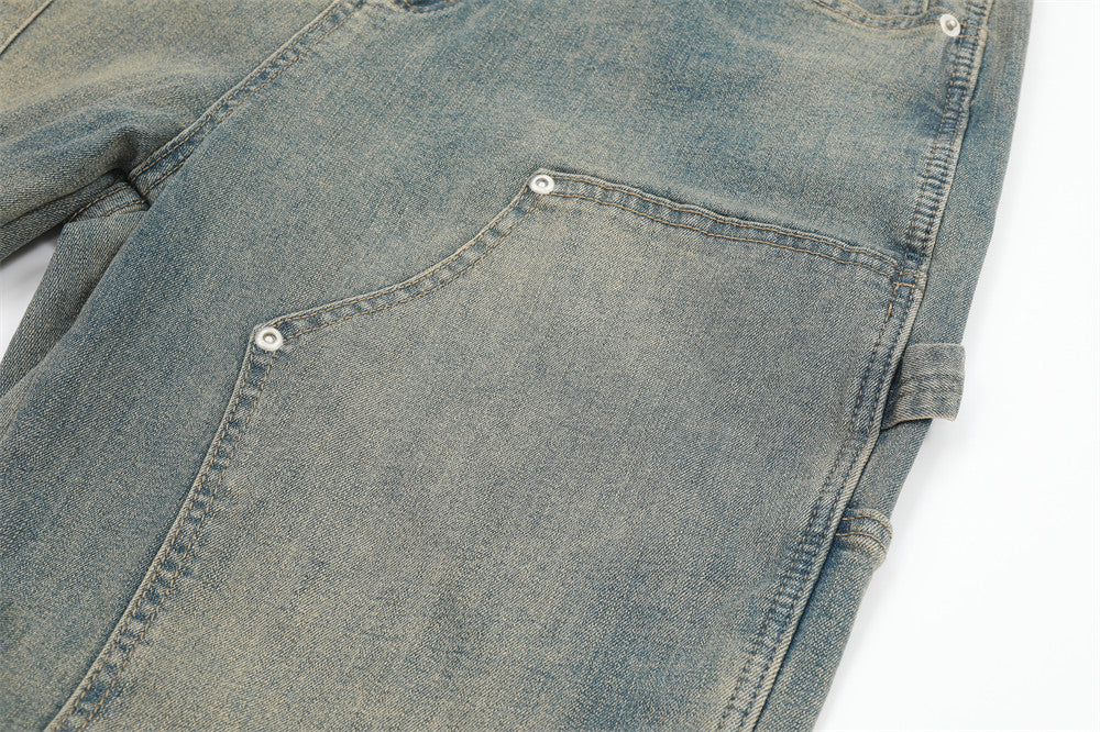 vintage Mud Wash Double Knee Jeans | Low MOQ