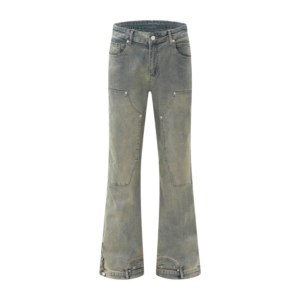vintage Mud Wash Double Knee Jeans | Low MOQ