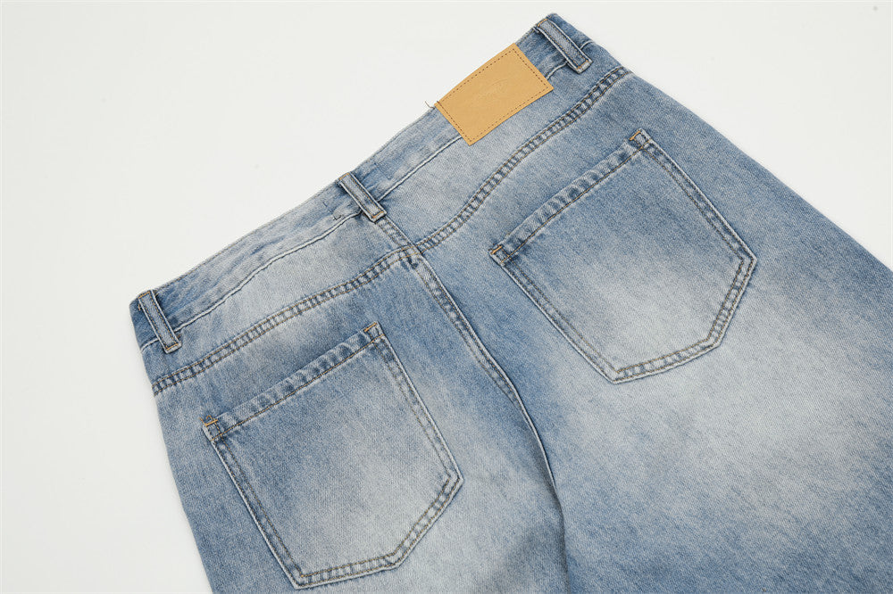 Custom Vintage Light Wash Wide-Leg Jeans | Low MOQ