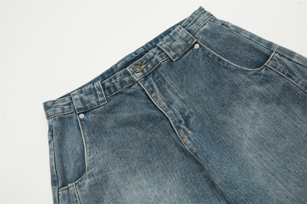 Asymmetrical Waist Denim Pants Relaxed Fit |Low MOQ