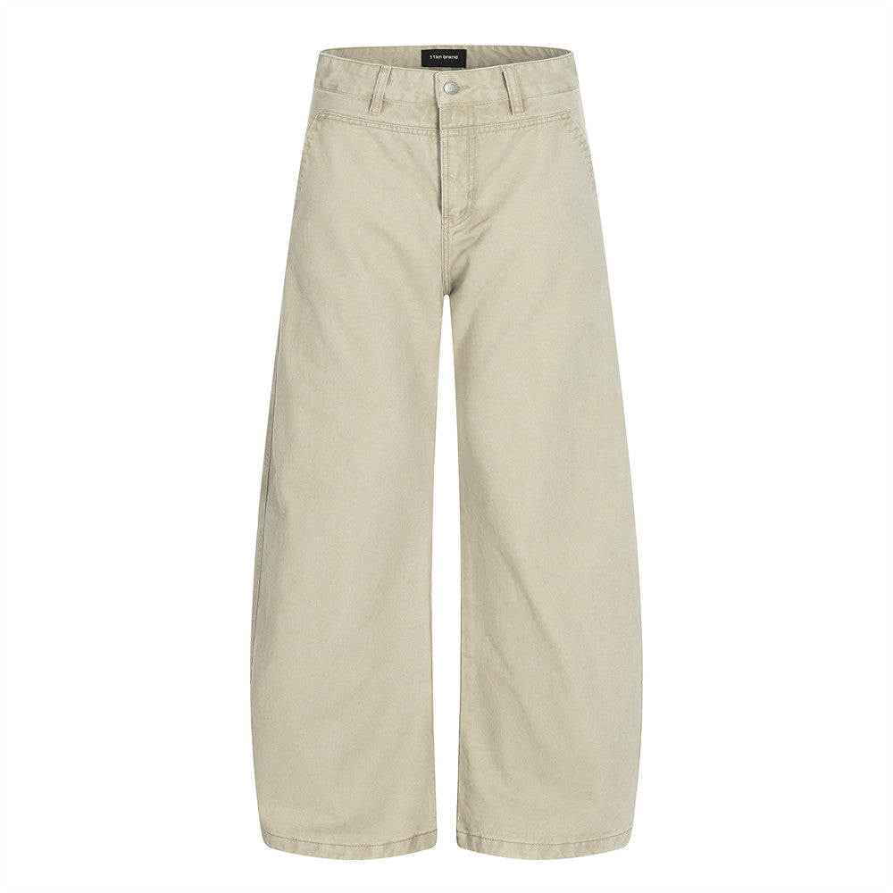 Relaxed Fit Wide-Leg Canvas Pants |Low MOQ