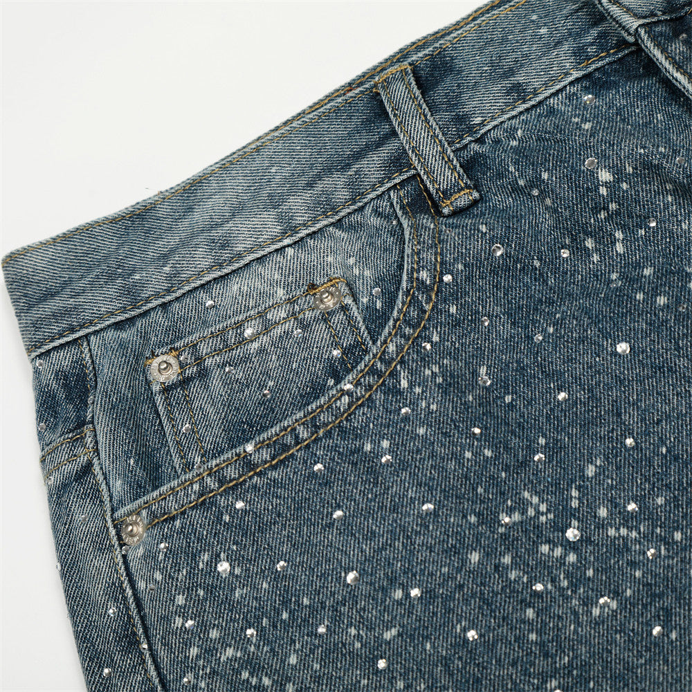 Custom Rhinestone Wide-Leg Denim | Low MOQ