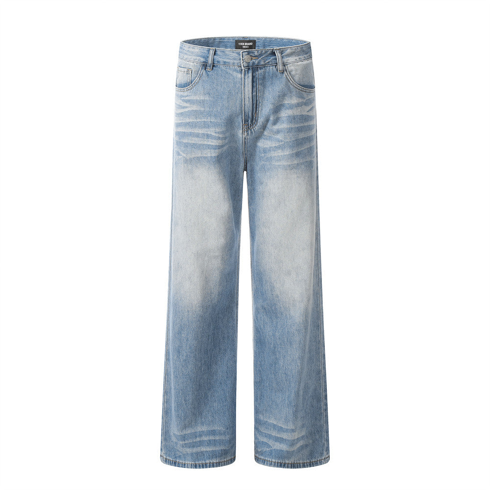 Custom Vintage Light Wash Wide-Leg Jeans | Low MOQ