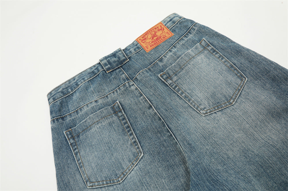 Asymmetrical Waist Denim Pants Relaxed Fit |Low MOQ