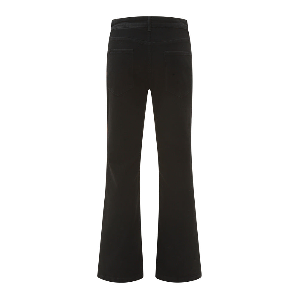 Customizable High-Waisted Black Flare Jeans | Low MOQ