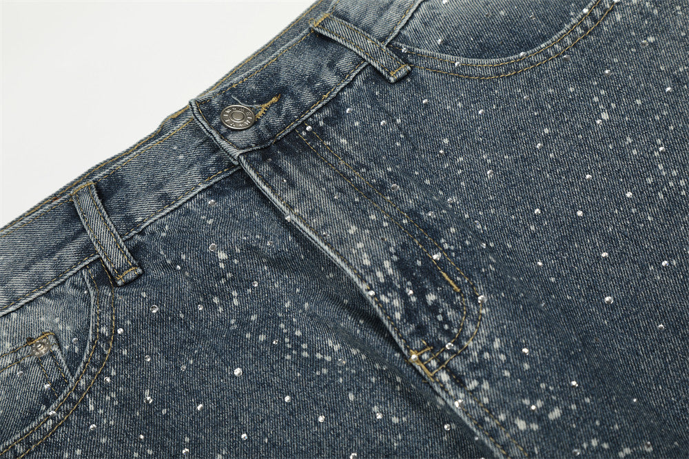 Custom Rhinestone Wide-Leg Denim | Low MOQ