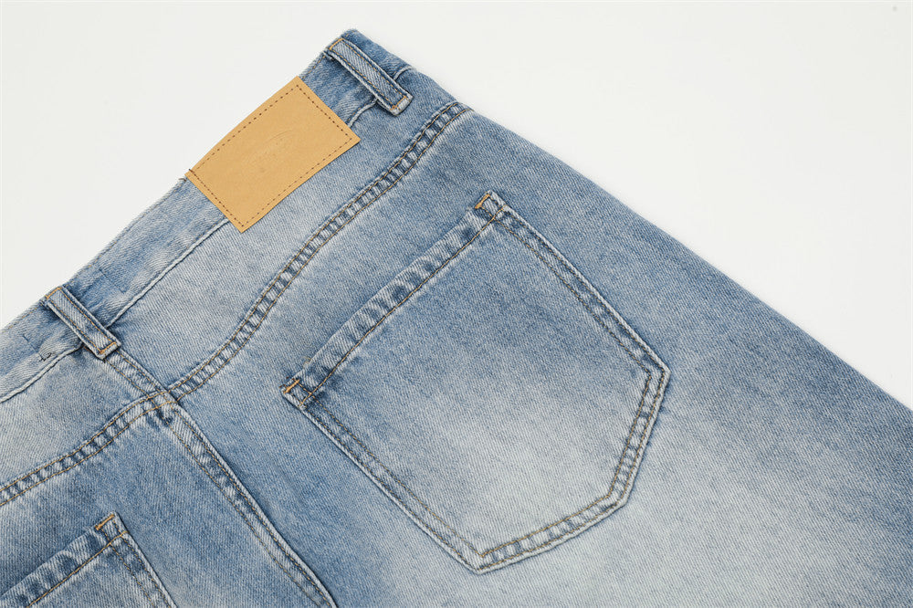 Custom Vintage Light Wash Wide-Leg Jeans | Low MOQ