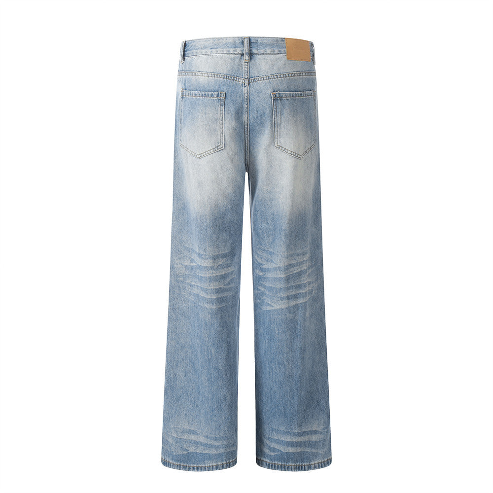 Custom Vintage Light Wash Wide-Leg Jeans | Low MOQ
