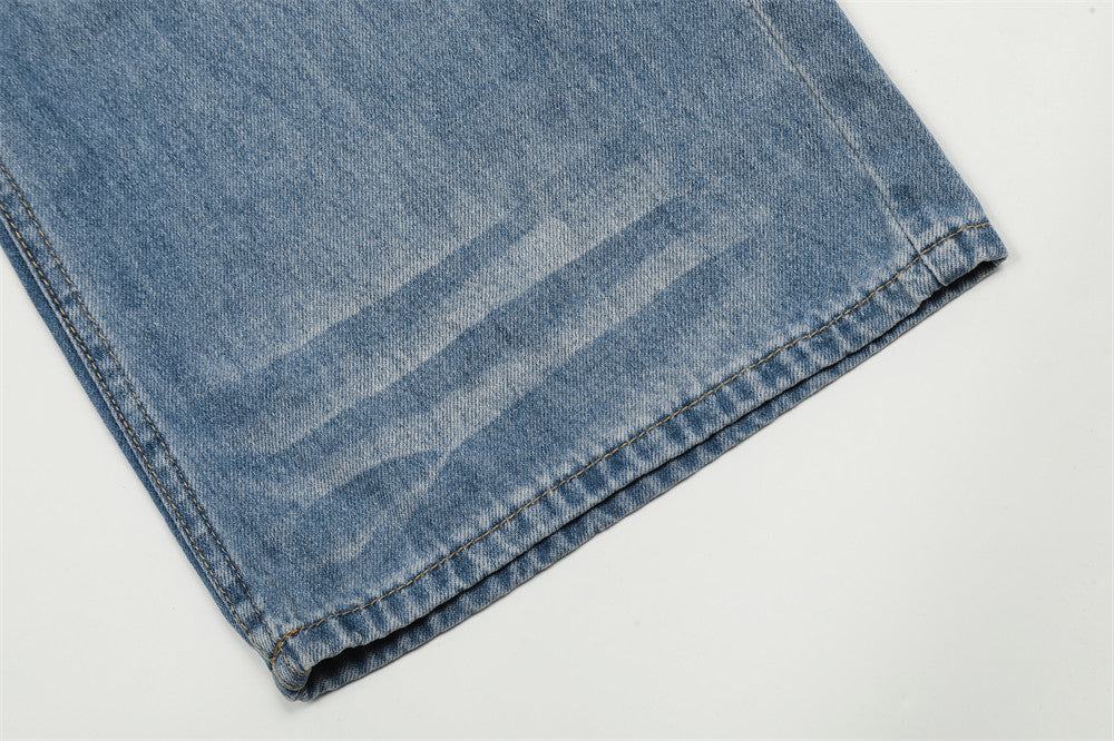 Custom Vintage Light Wash Wide-Leg Jeans | Low MOQ