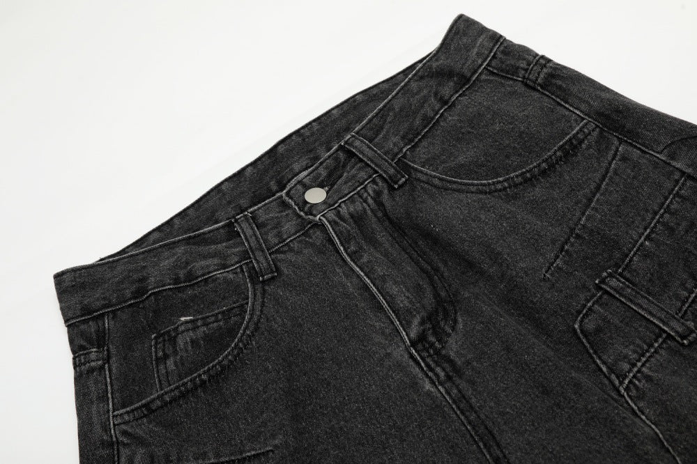 Heavy Wash Wide-Leg Cargo Denim | Low MOQ