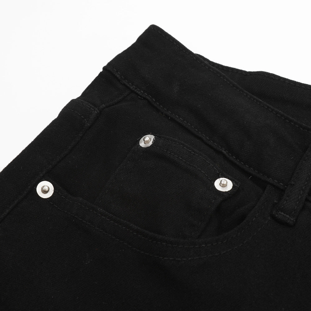 Customizable High-Waisted Black Flare Jeans | Low MOQ