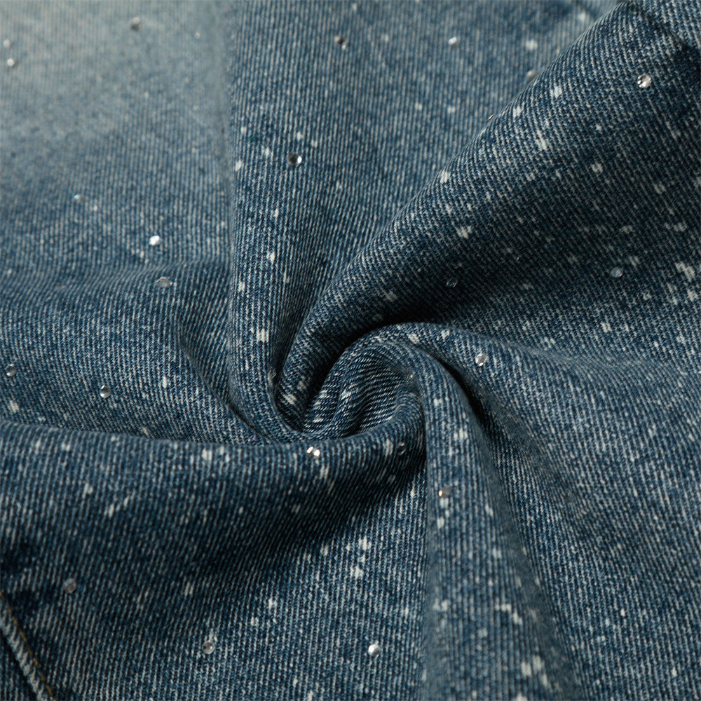 Custom Rhinestone Wide-Leg Denim | Low MOQ